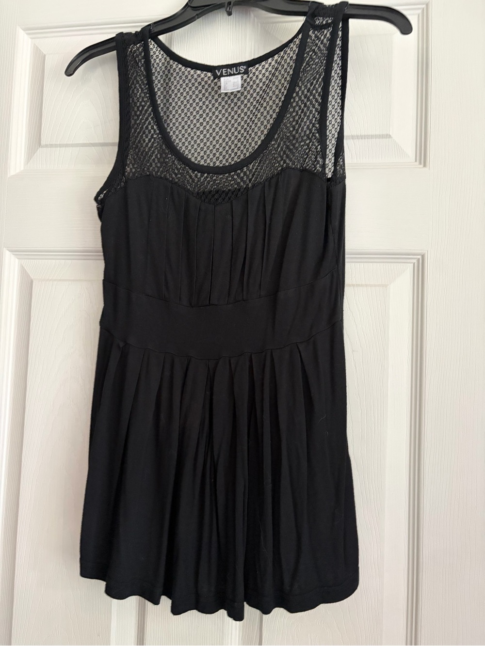 VENUS Black Sleeveless Mesh Yoke top